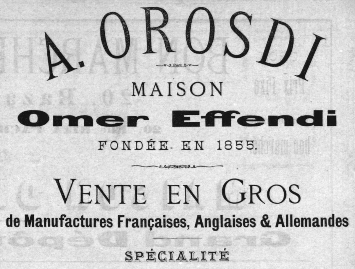 Advertisement using expanded sans-serif headline lettering